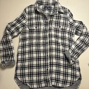 Madewell black white checkered large button up